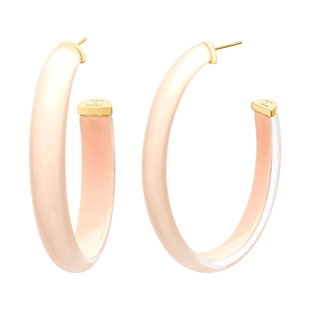 LARGE PINK NUDE OVAL HOOPS BY GOLD & HONEY